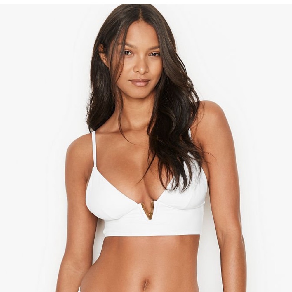 Victoria Secret Monaco V-Hardware Bralette Bikini top white. Size: small